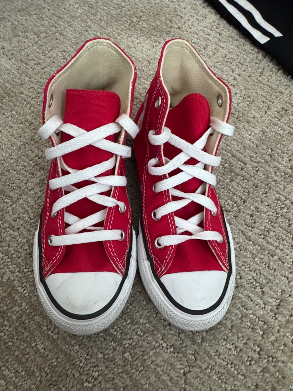 Converse Kids Red High-Top Canvas Sneakers with White Accents